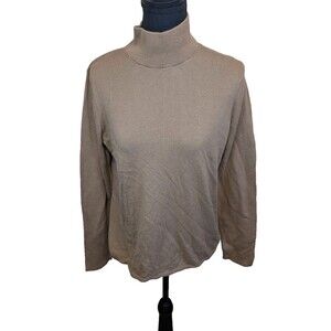J. Jill Women Top Funnel High Neck Knit Silk Cotton Lightweight Classic Medium